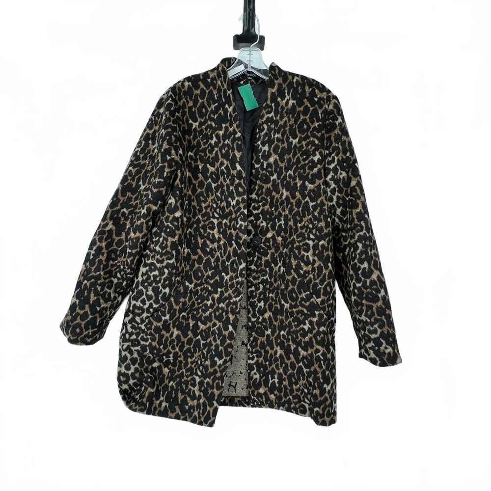 Papillon Brown/Black Printed Coat | XL Polyester Pea Coat for Women
